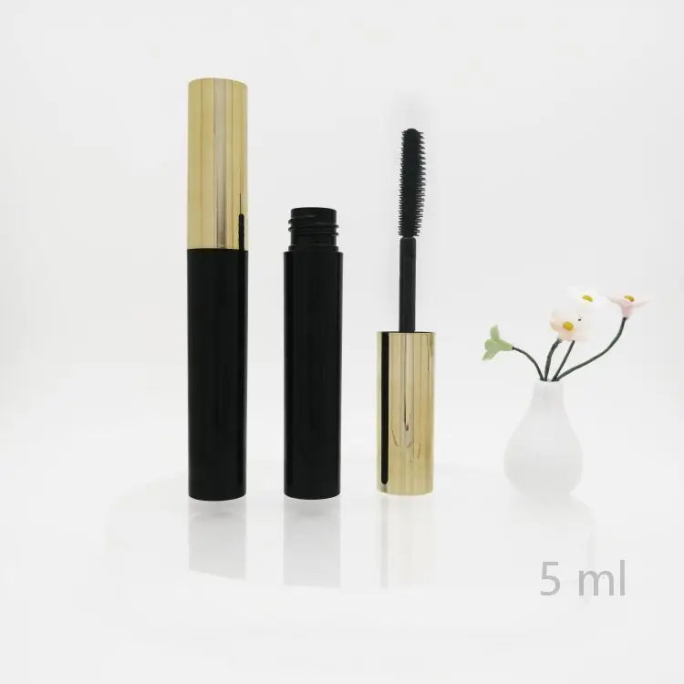 Custom 5ml Empty Mascara Tube ABS Plastic Bottle with Golden Screw Cap Cosmetic Packaging