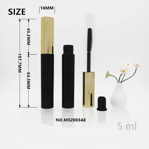 Custom 5ml Empty Mascara Tube ABS Plastic Bottle with Golden Screw Cap Cosmetic Packaging
