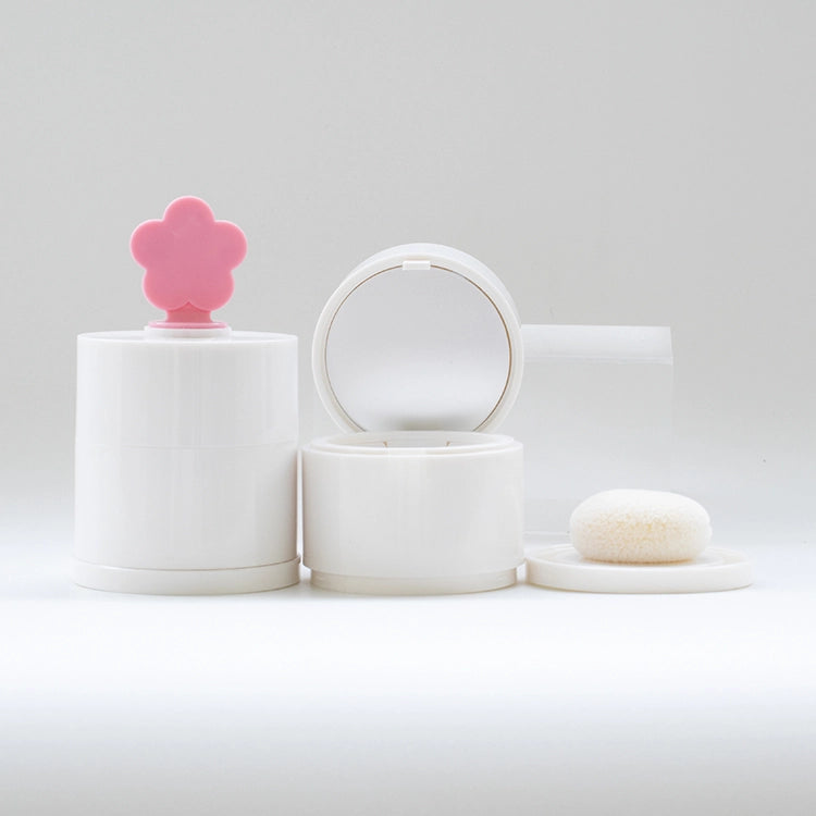 4g Cute Empty Loose Powder Case with Built-in Mirror Puff and Custom 3D Heart or Flower Handle