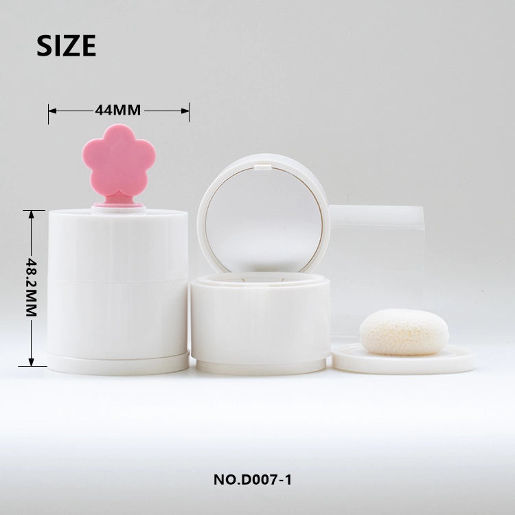 4g Cute Empty Loose Powder Case with Built-in Mirror Puff and Custom 3D Heart or Flower Handle