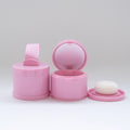 4g Premium Pink Empty Loose Powder Case with a Fabric Ribbon Handle, Built-in Mirror & Puff