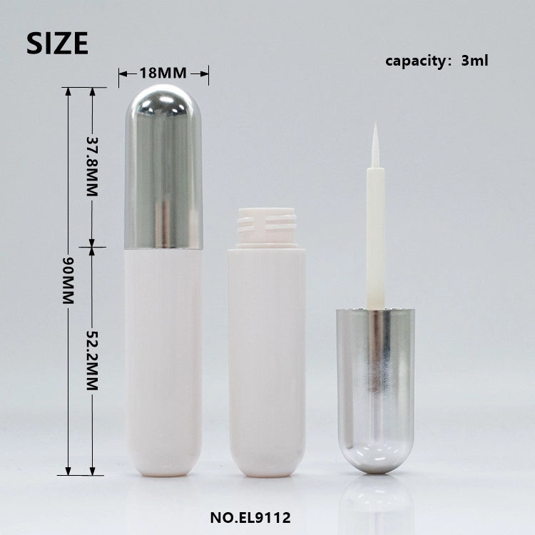 3ml Capsule Fine Brush Liquid Eyeliner Tube with Matte & Plated Silver Cap for Lash Serums