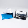 Edgy 3D Geometric Cut Metallic Blue Empty Makeup Palette with Brush Slot for Pro Artistry