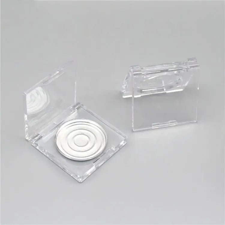 Clear Square Compact with Round Pan | 5g Cosmetic Powder Case - Compacts & Palettes