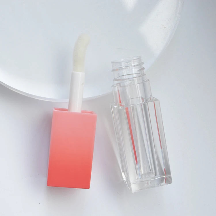 Custom 4ml Clear Square AS Plastic Lip Gloss Tube Empty Cosmetic Packaging Container