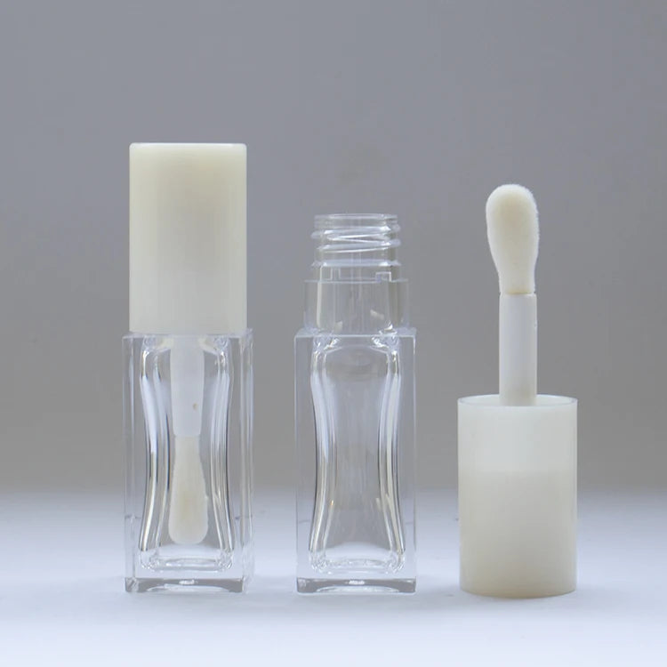 Custom 5.5ml Clear PETG Plastic Round Square Lip Gloss Tube Empty Cosmetic Container
