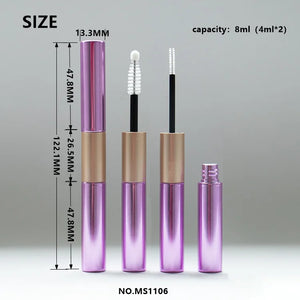 Dual Ended 2-in-1 Empty Mascara Tube Custom Color ABS PETG Cosmetic Packaging Wholesale