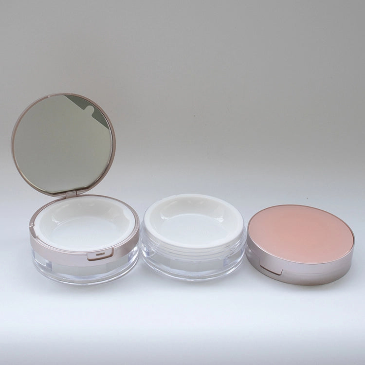 12克優質透明空粉盒，附玫瑰金掀蓋和內建化妝鏡