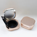 奢華粉底專用玫瑰金屬方圓形氣墊粉餅盒連鏡子（空盒）