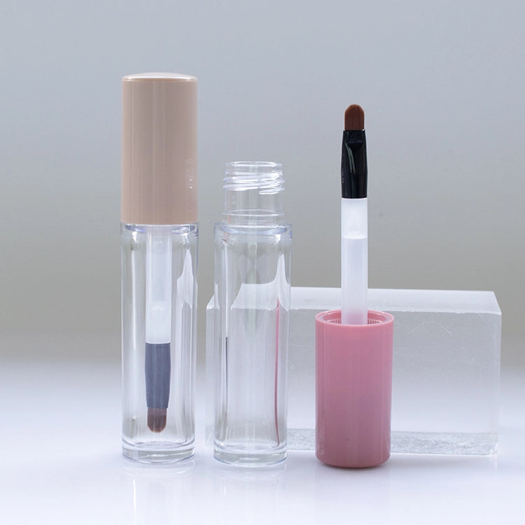 7ml Premium Clear Cylindrical Lip Gloss Bottle, Precise Brush Tip Applicator, Thick-Base Lip Lacquer Packaging