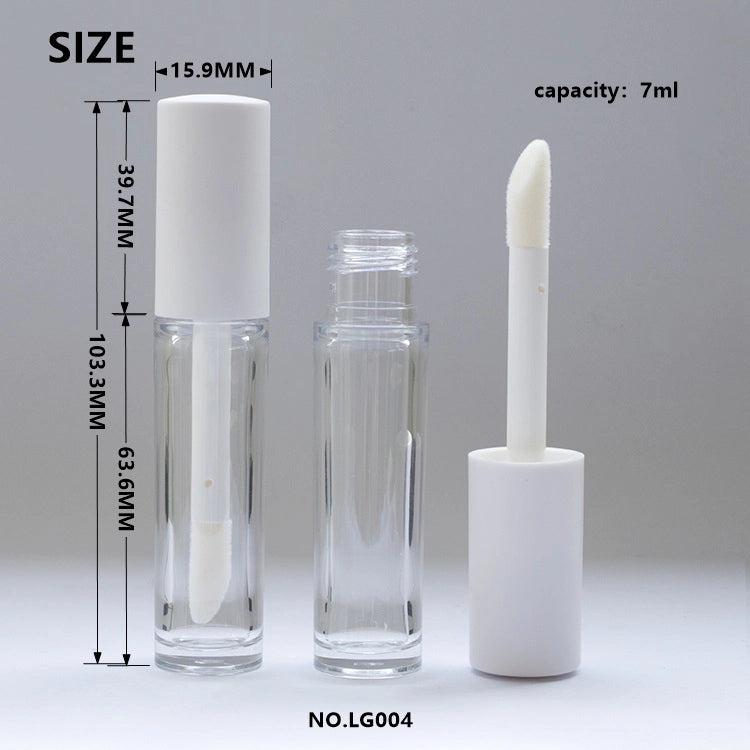 LG004 lip gloss bottle dimensions 103.3mm height 15.9mm diameter 7ml capacity technical drawing for B2B wholesale