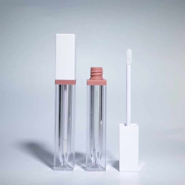 8ml Square Thick-Walled Lip Gloss Tube with Clear V-Shape Base and Oversized Doe-Foot Applicator