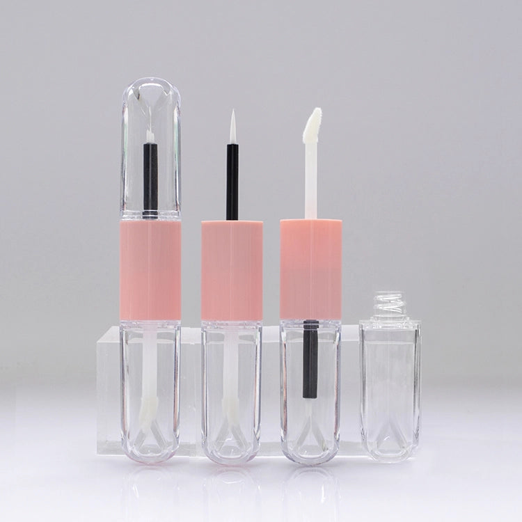 7ml (3.5ml*2) Dual-ended Cylindrical Clear Thick Wall Bottle with Liner and Doe-foot for Lip Eye Duo