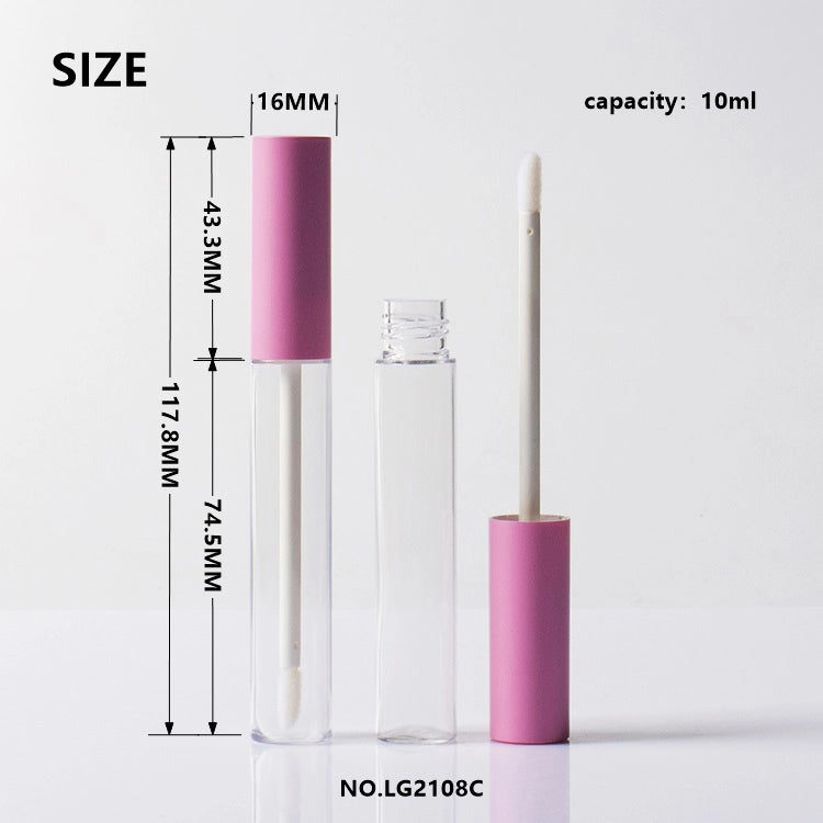 10ml Large Capacity Lip Gloss Tube Wholesale with Matte Pink Soft Touch Cap for Cosmetic Packaging