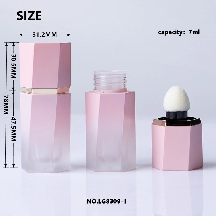 7ml Premium Twisted Hexagonal Thick-Wall Lip Gloss Bottle with Spherical Jumbo Head Applicator