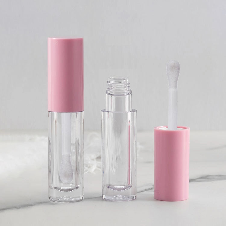 4.5ml Matte & Glossy Pink Coral Lip Gloss Tube with Jumbo Doe-foot Applicator Thick-Wall PETG Bottle