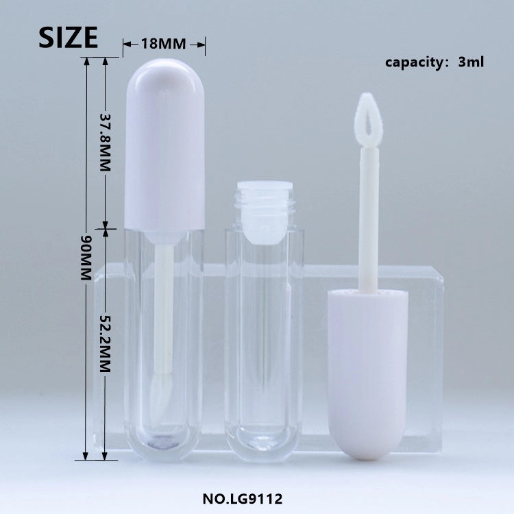 3ml Capsule Shape Thick-Walled PETG Lip Gloss Bottle with Clear Rounded U-Shaped Heavy Bottom