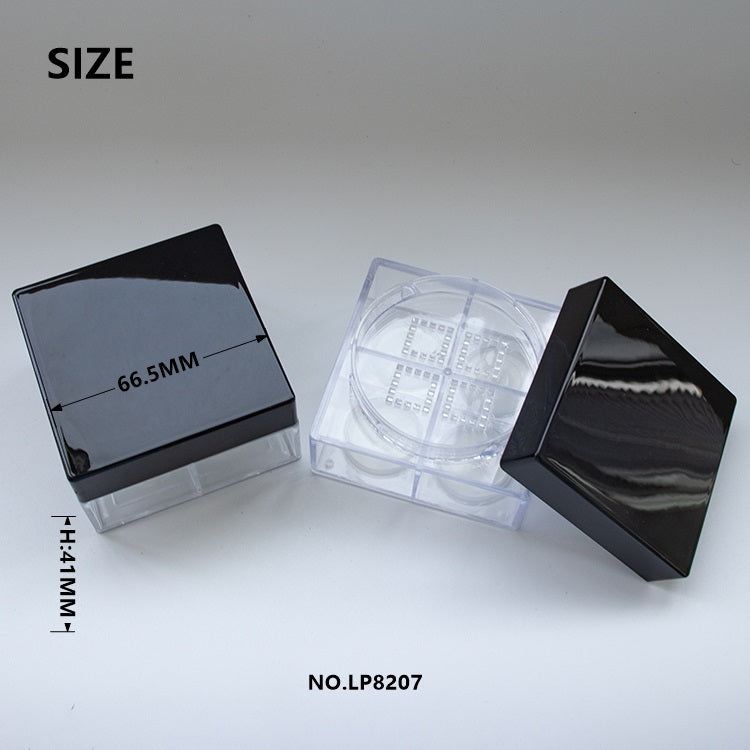 Square Loose Powder Jar ABS Plastic Cosmetic Container Custom Makeup Packaging Wholesale