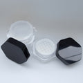 Luxury Hexagon 15g Loose Powder Jar With Sifter Black Cosmetic Packaging Wholesale