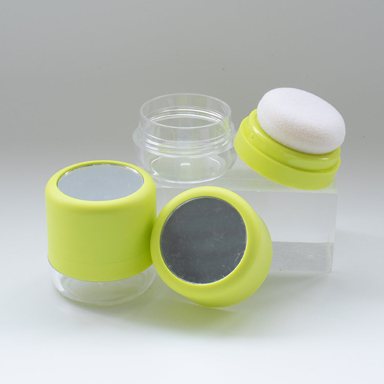 Mushroom Head Loose Powder Case with Mirror & Puff ABS Cosmetic Compact Packaging