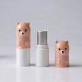 3g Novelty Peach Bear Shaped Empty Lip Balm Tube with Silver Inner Metal Tube for Blind Box Drops
