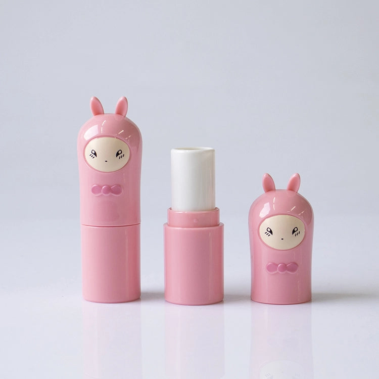 3g Novelty Glossy Pink Bunny Shaped Empty Lip Balm Tube with 3D Ears for Gen-Z Viral Cosmetics