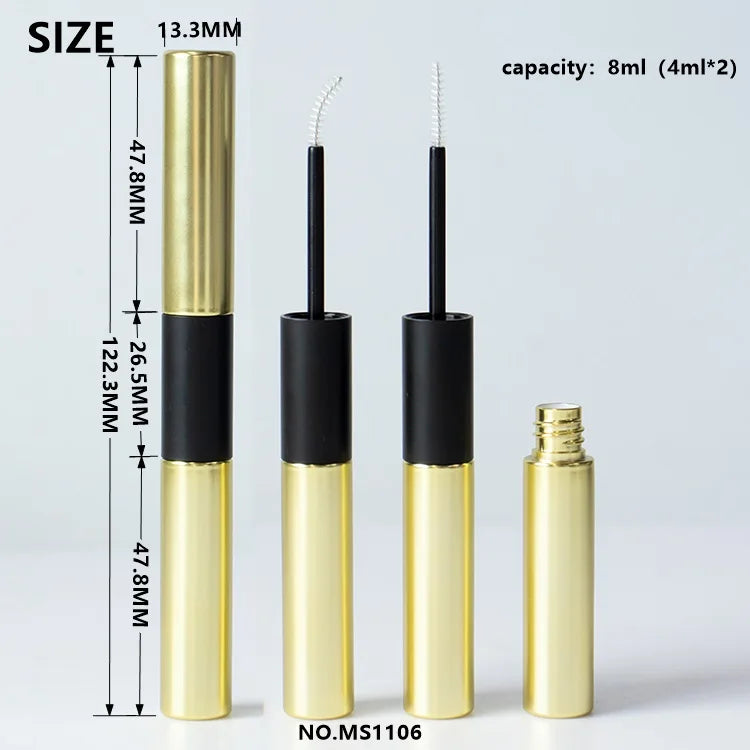 Dual Ended 2-in-1 Empty Mascara Tube Custom Color ABS PETG Cosmetic Packaging Wholesale