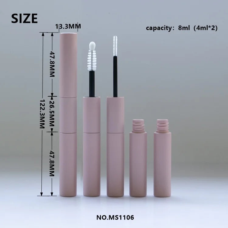 Dual Ended 2-in-1 Empty Mascara Tube Custom Color ABS PETG Cosmetic Packaging Wholesale
