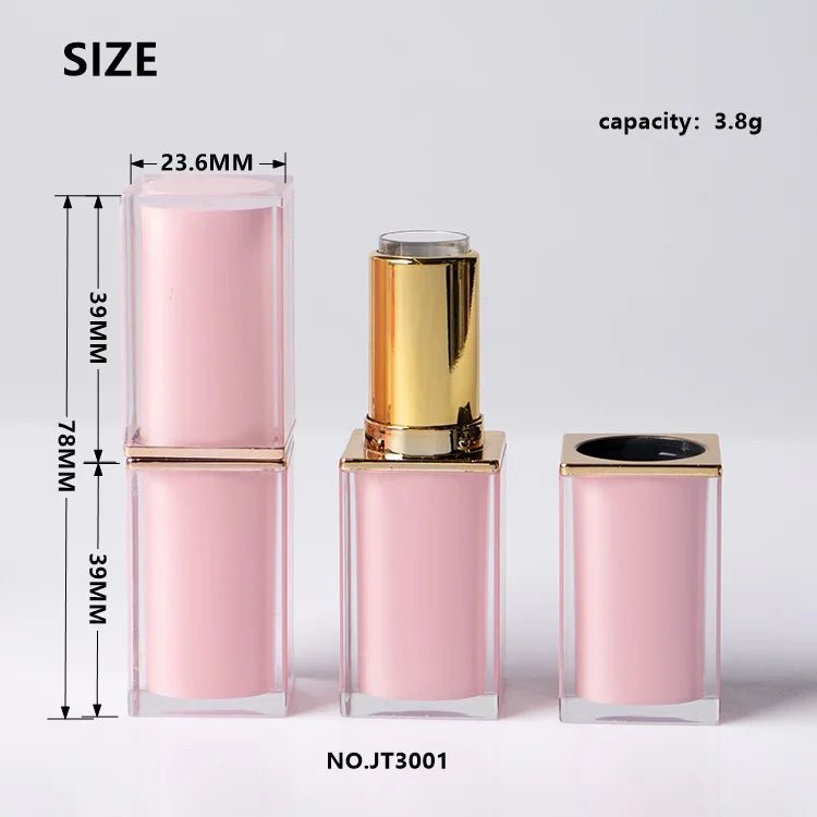 Pink Cap Lip Gloss Tube with Big Wand Applicator for Lip Oil - Lipstick