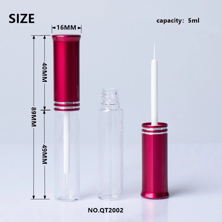 5ml Slim Cylindrical Bottle with Anodized Aluminum Cap and Double Silver Rings for Eye Lash Serum
