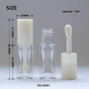 Custom 5.5ml Clear PETG Plastic Round Square Lip Gloss Tube Empty Cosmetic Container